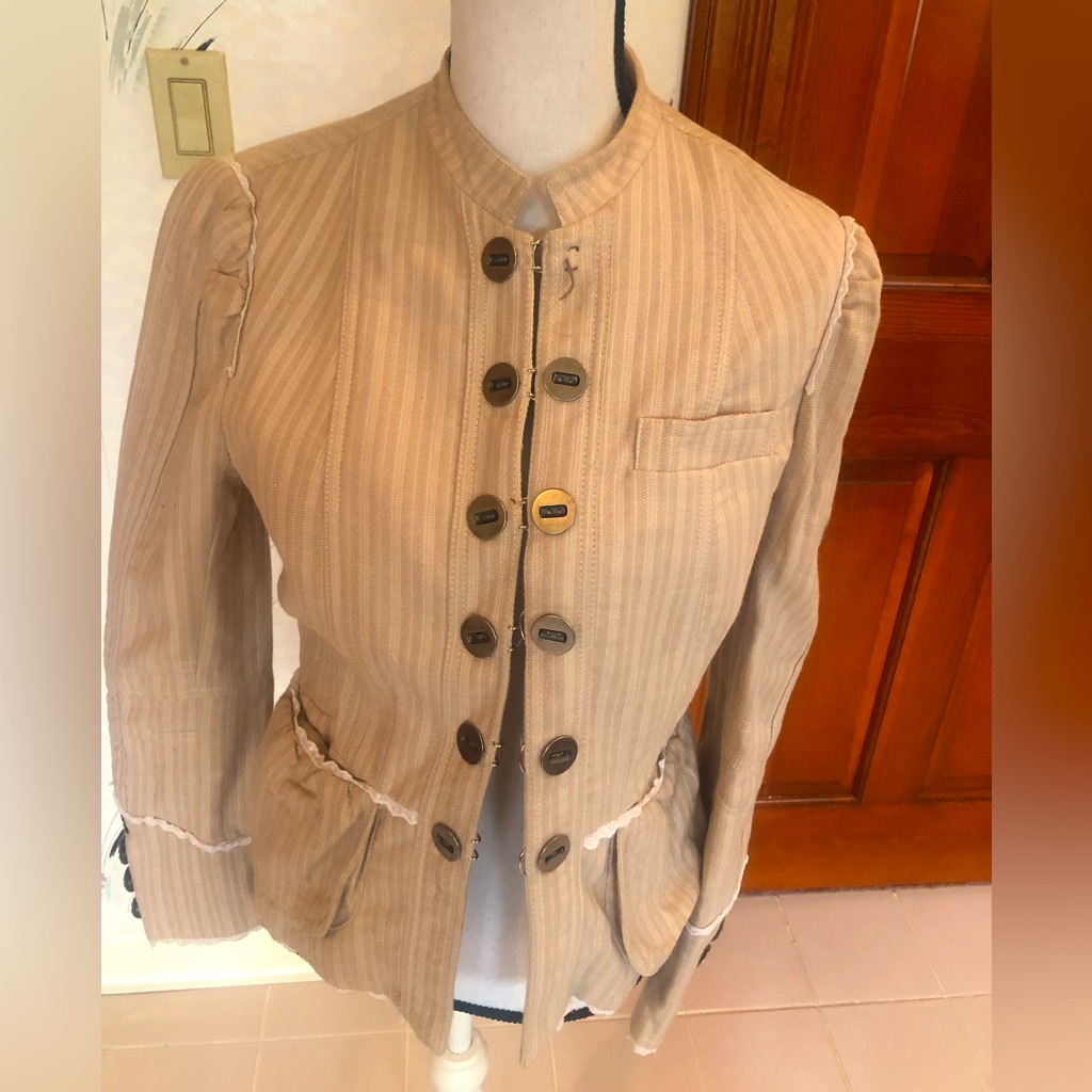 Marc Jacobs Vintage Lace Trimmed Pinstriped Jacket
